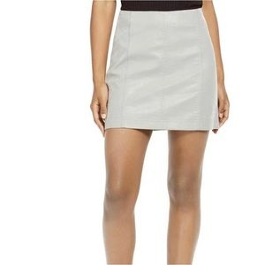 FREE PEOPLE Modern Femme Grey Faux Leather Pencil Skirt
